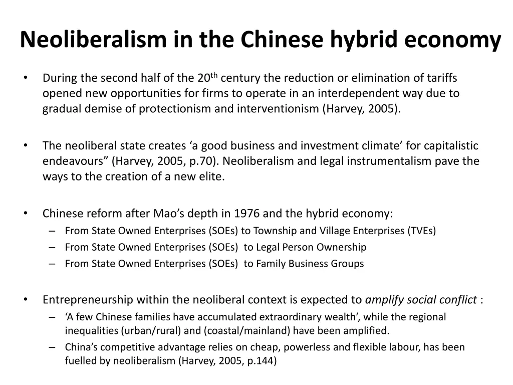 neoliberalism in the chinese hybrid economy