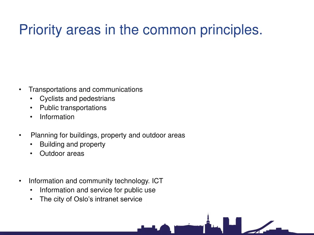 priority areas in the common principles