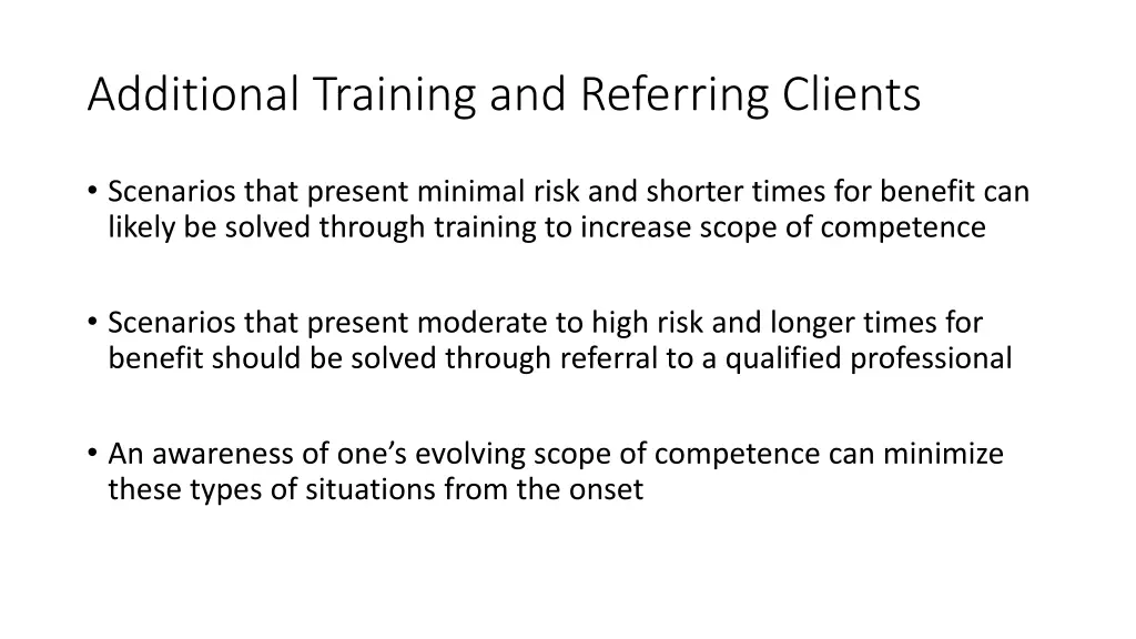 additional training and referring clients 1