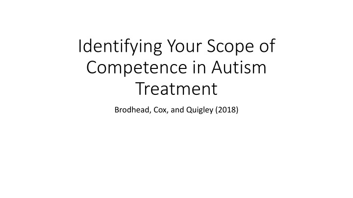 identifying your scope of competence in autism