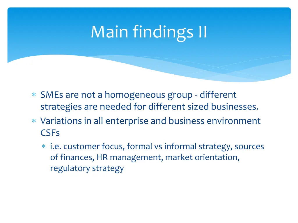 main findings ii