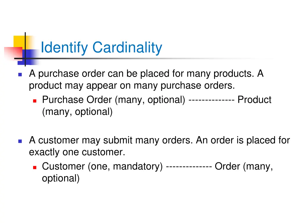 identify cardinality