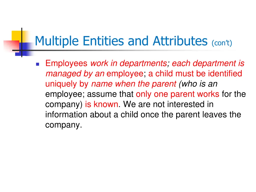 multiple entities and attributes con t