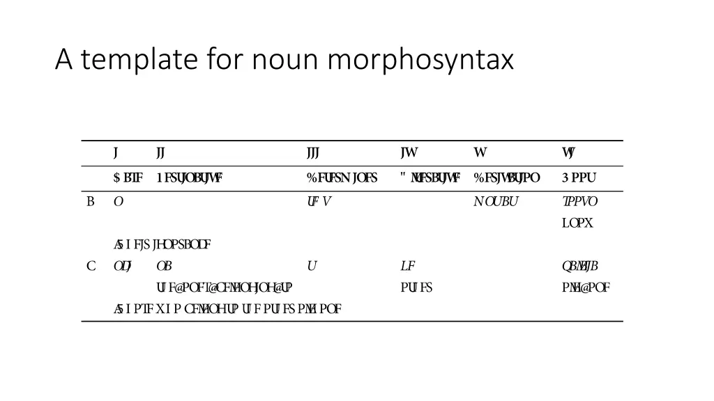 a template for noun morphosyntax