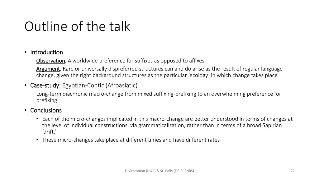 outline of the talk