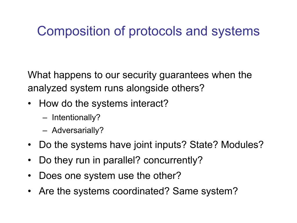 composition of protocols and systems