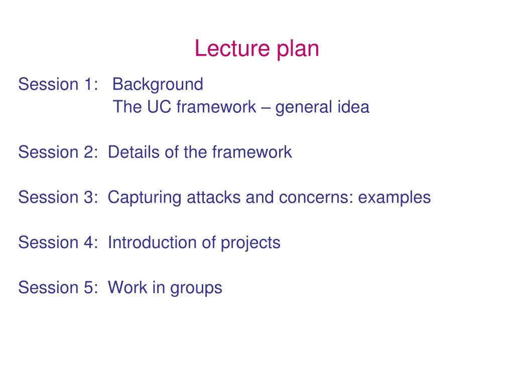 lecture plan