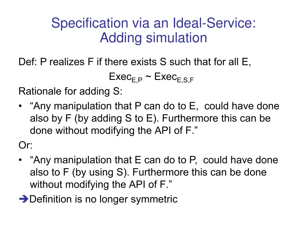 specification via an ideal service adding 1