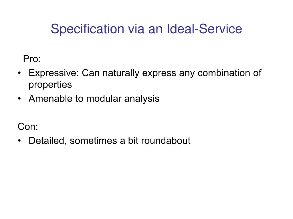 specification via an ideal service