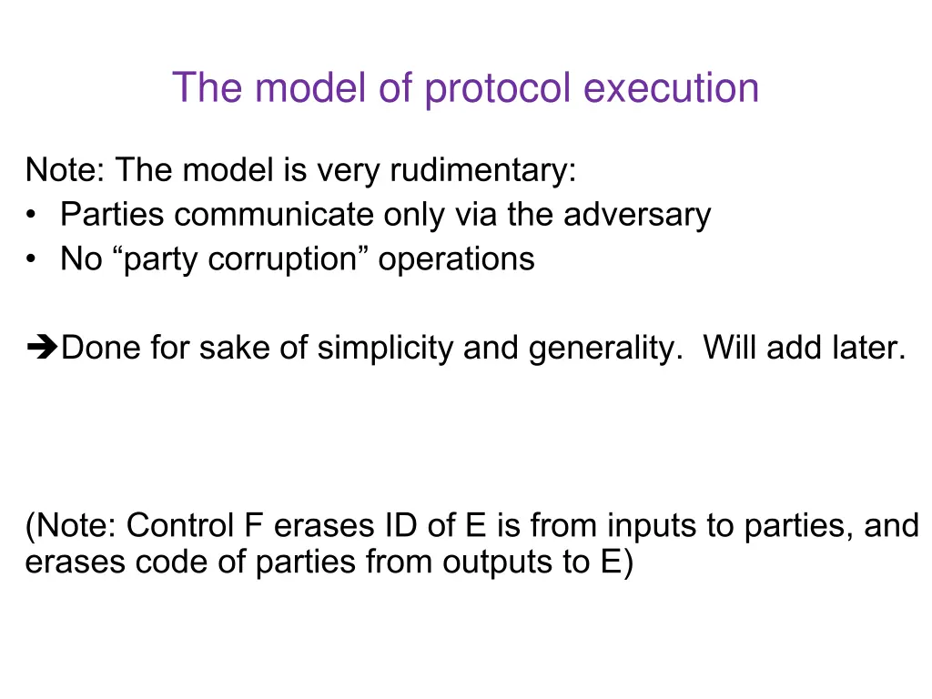 the model of protocol execution 1