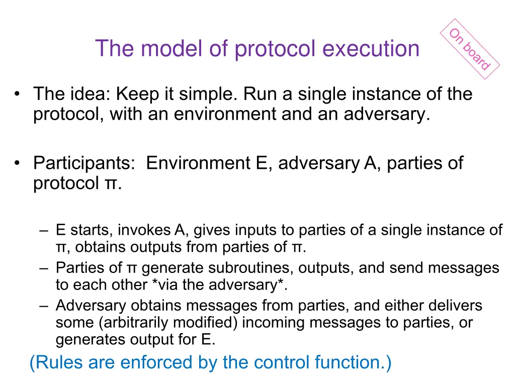 the model of protocol execution