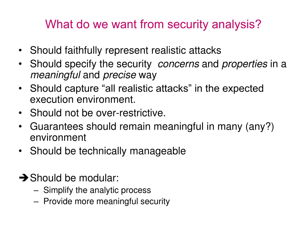 what do we want from security analysis