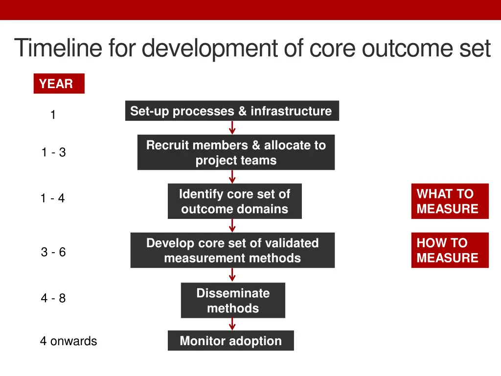 timeline for development of core outcome set