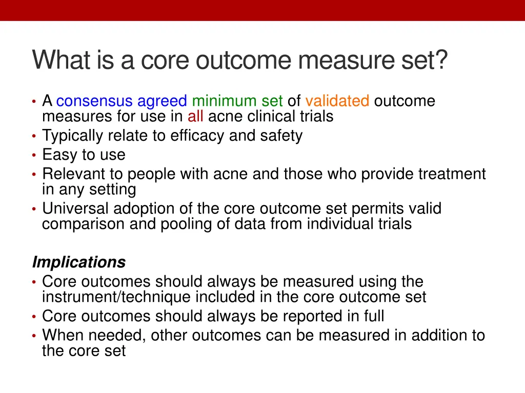 what is a core outcome measure set