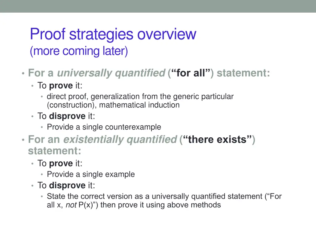 proof strategies overview more coming later