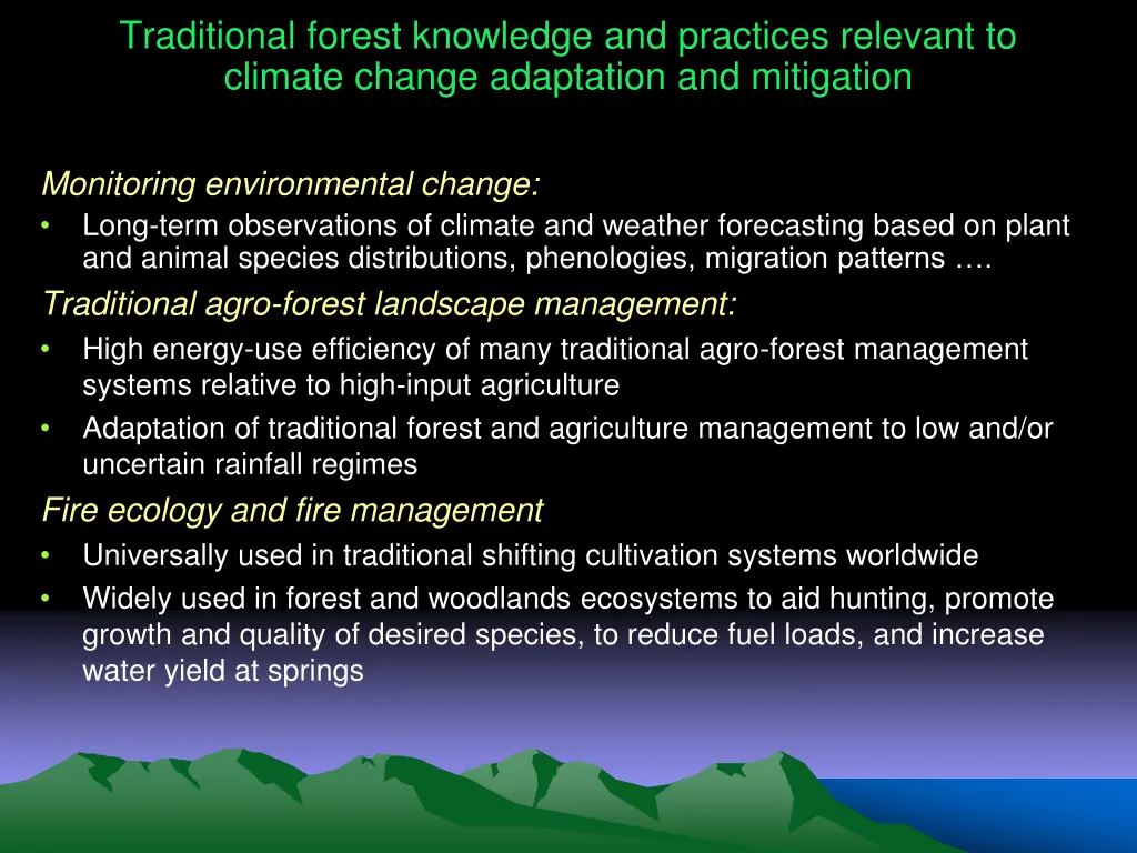 traditional forest knowledge and practices