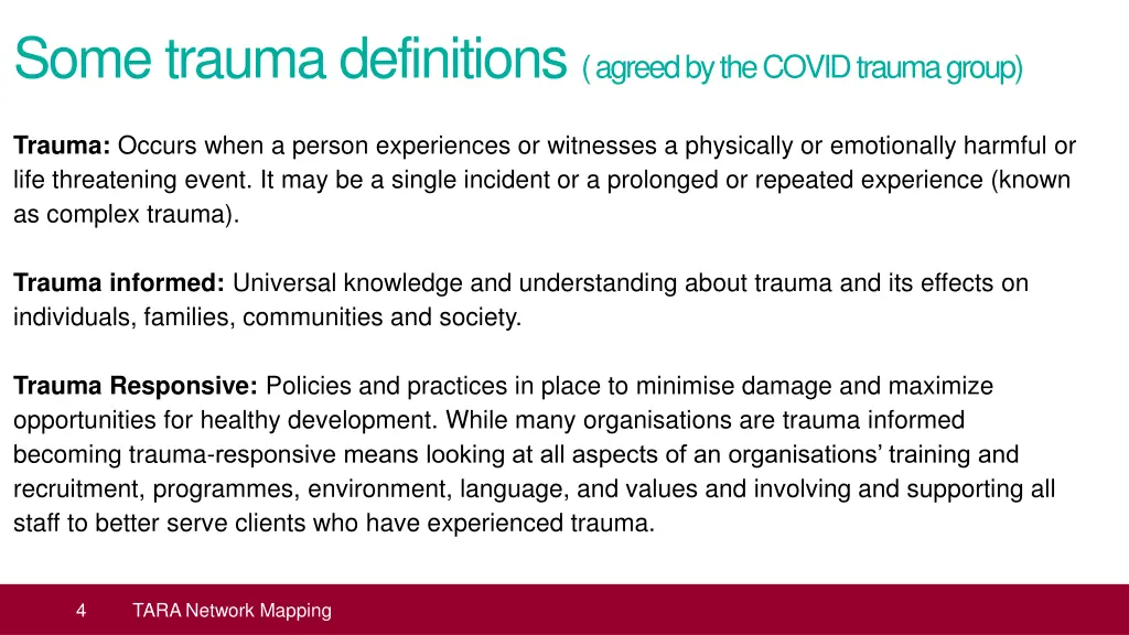 some trauma definitions agreed by the covid