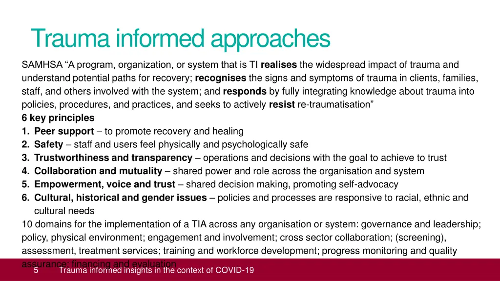 trauma informed approaches