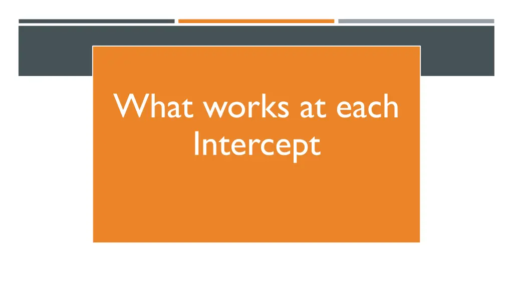 what works at each intercept