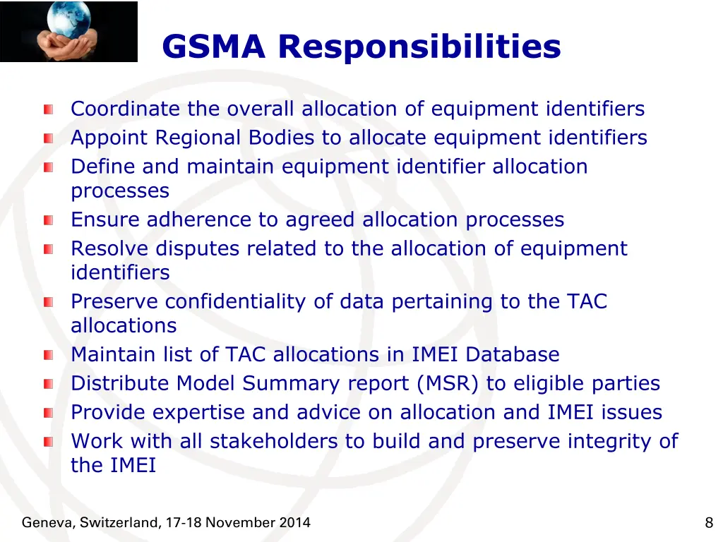 gsma responsibilities