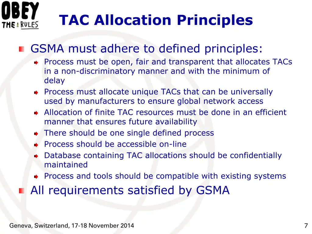 tac allocation principles