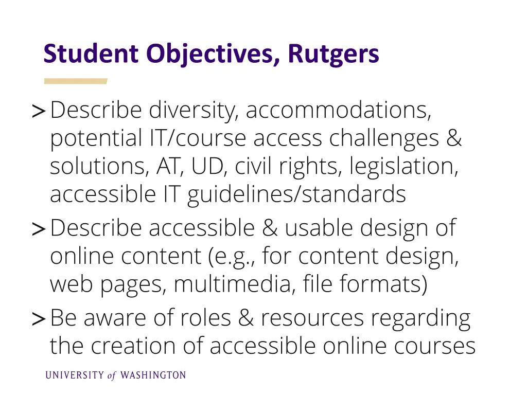 student objectives rutgers