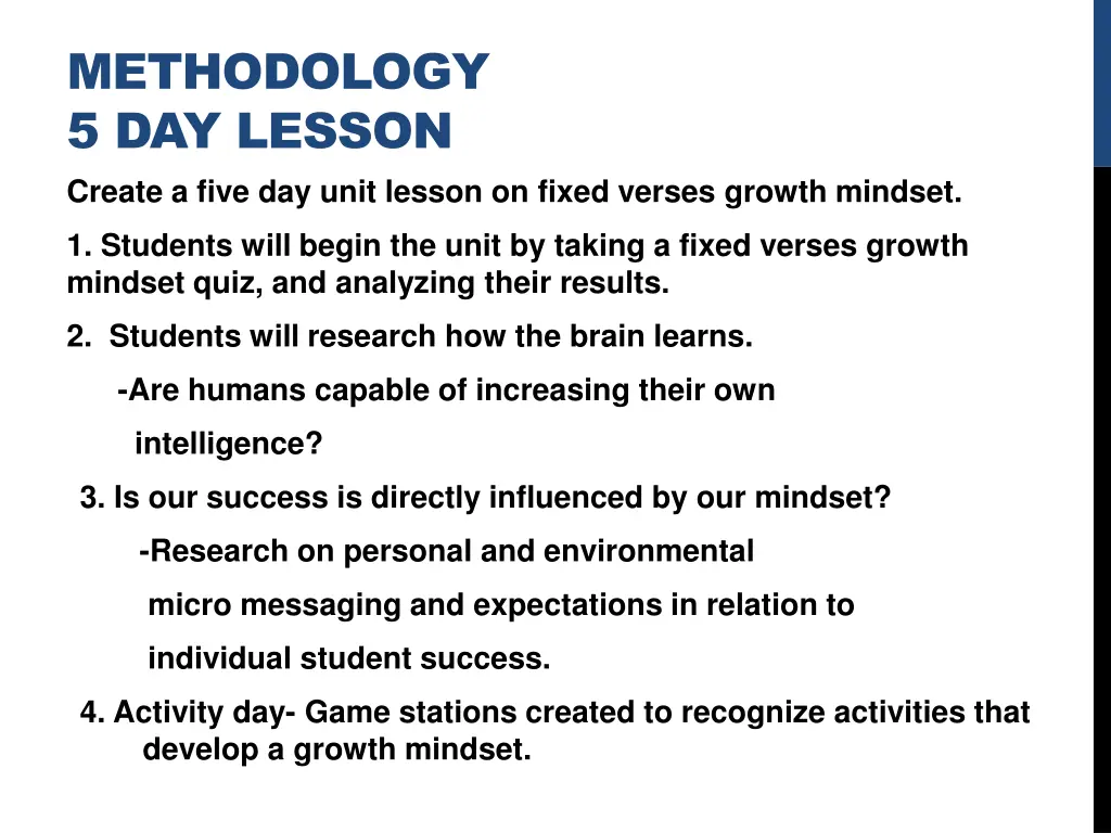 methodology 5 day lesson create a five day unit