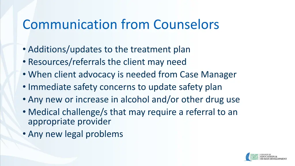 communication from counselors