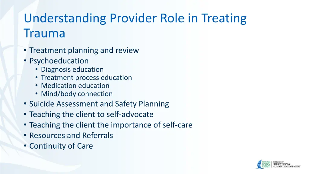 understanding provider role in treating trauma