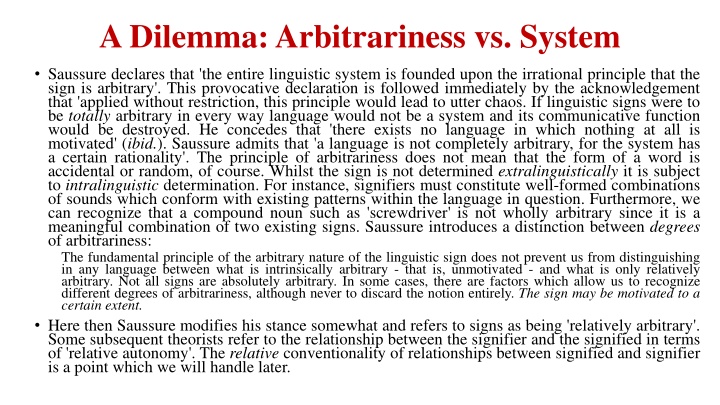 a dilemma arbitrariness vs system