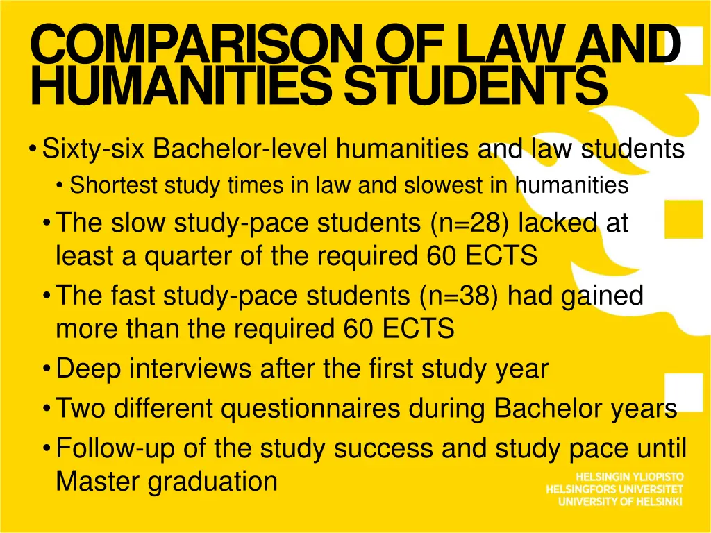 comparison of law and humanities students