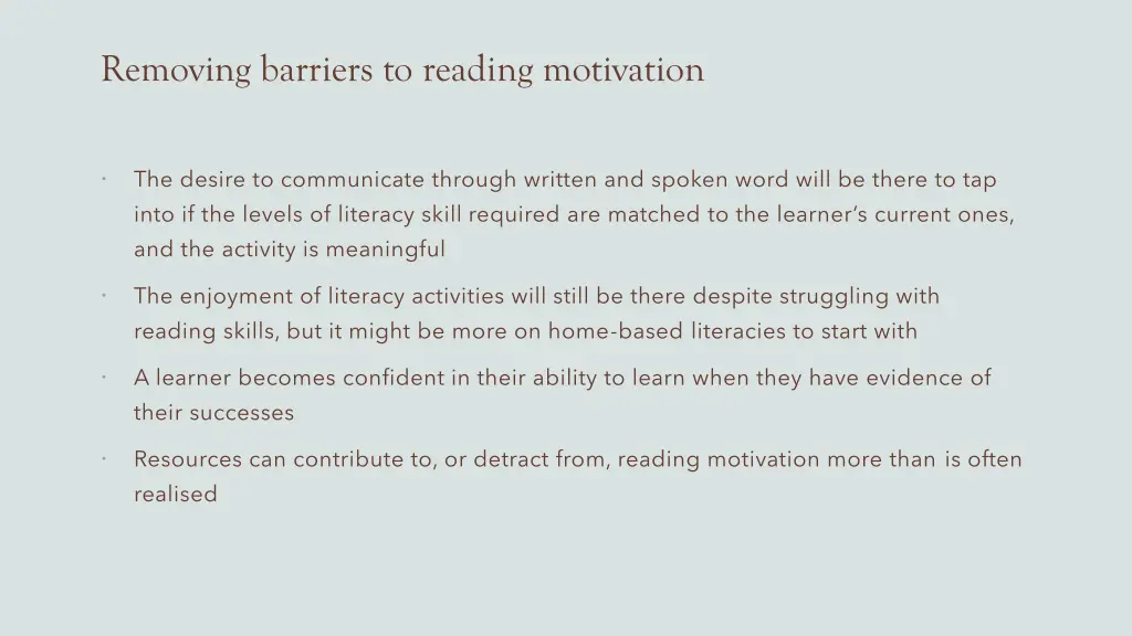 removing barriers to reading motivation