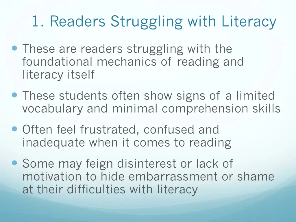 1 readers struggling with literacy