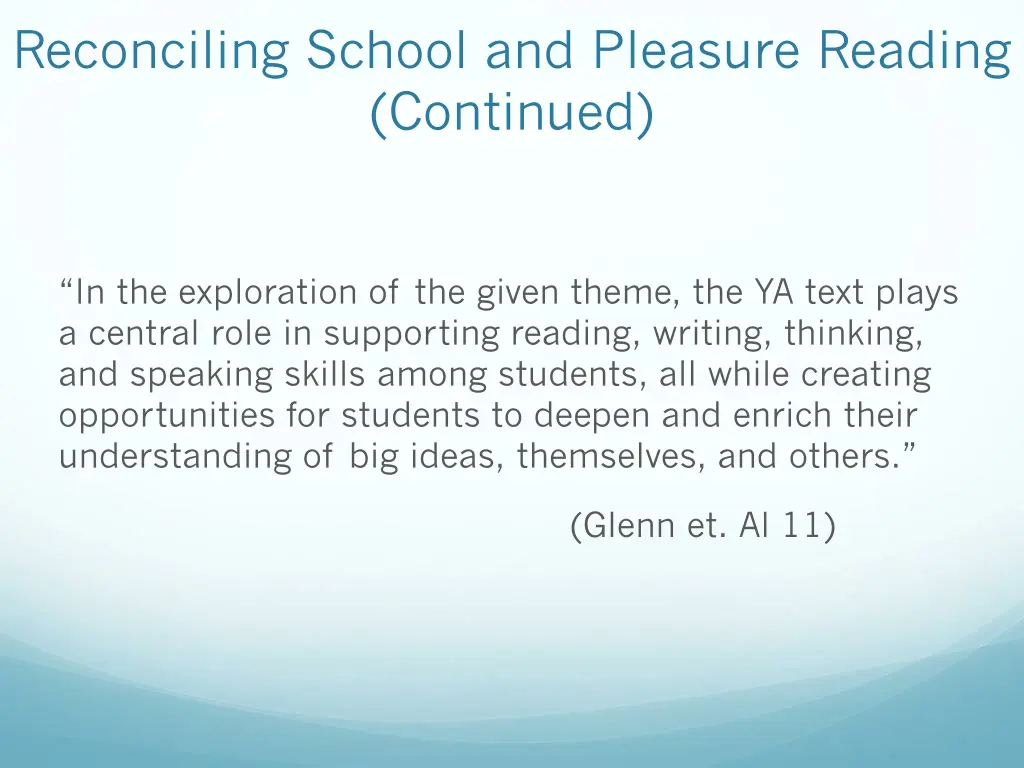 reconciling school and pleasure reading continued