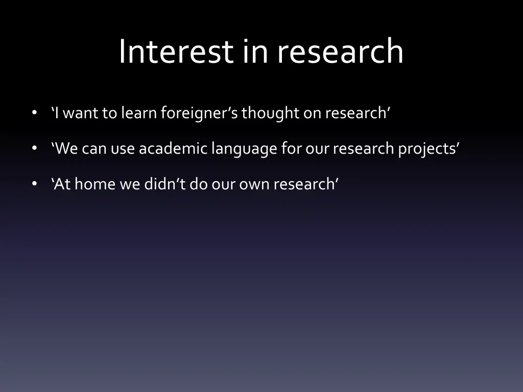 interest in research