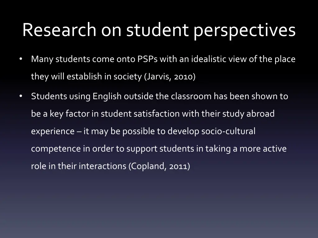 research on student perspectives