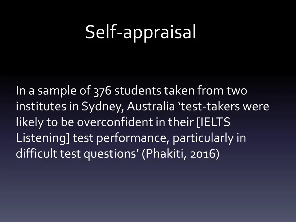 self appraisal