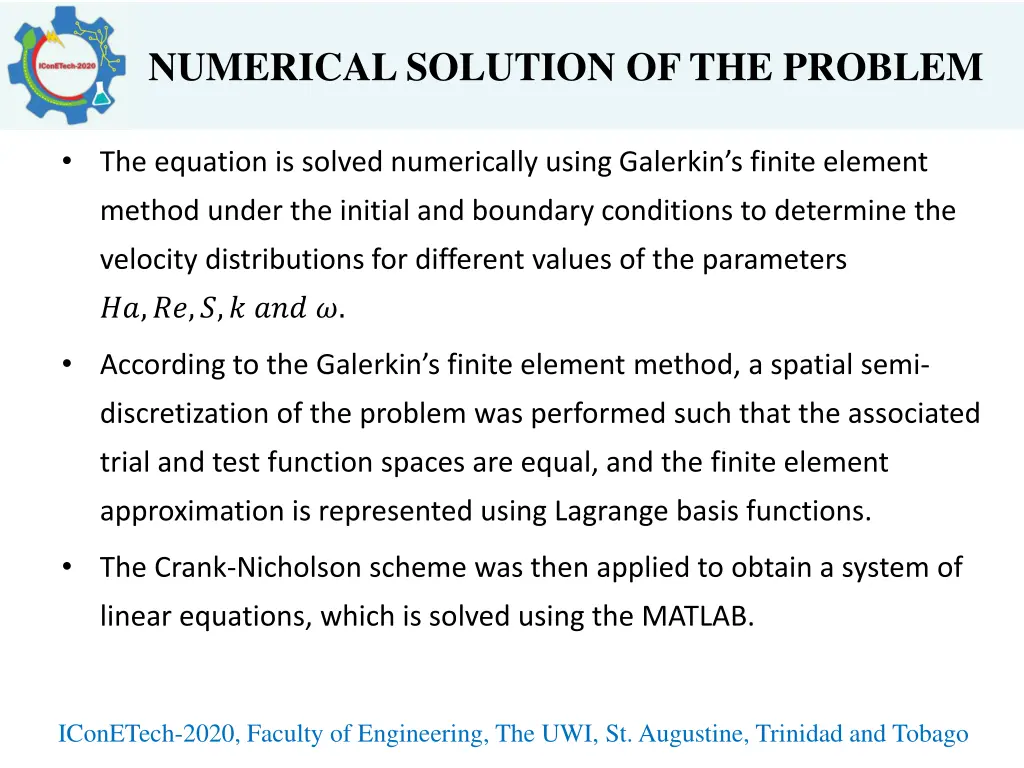 n numerical solution of the problem