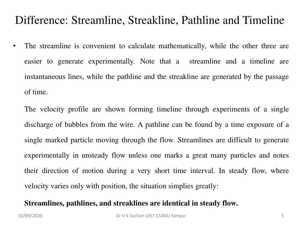 difference streamline streakline pathline