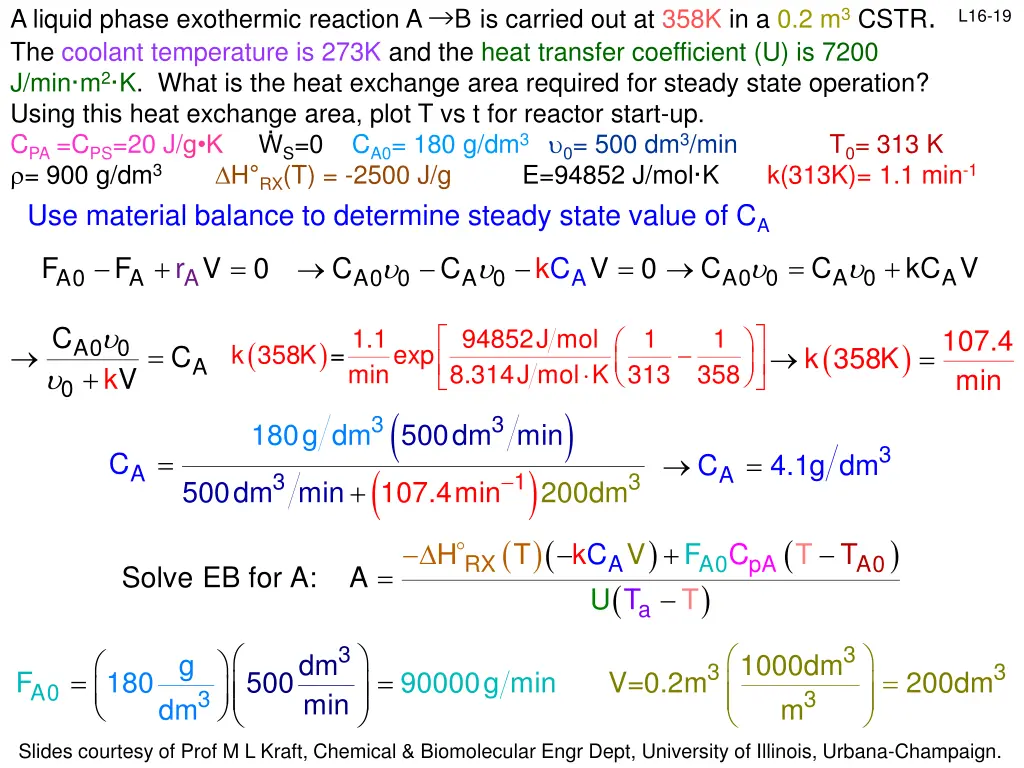 a liquid phase exothermic reaction a b is carried 1