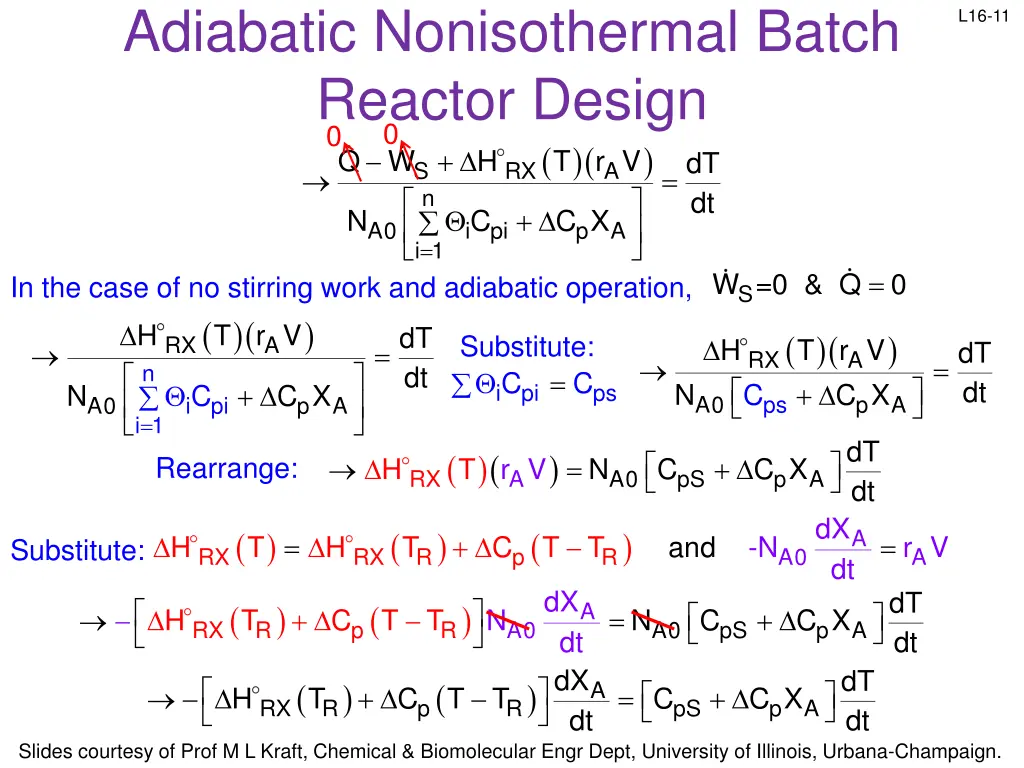 adiabatic nonisothermal batch reactor design