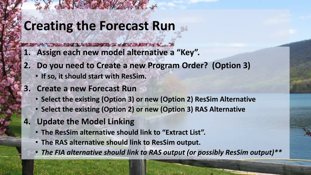 creating the forecast run