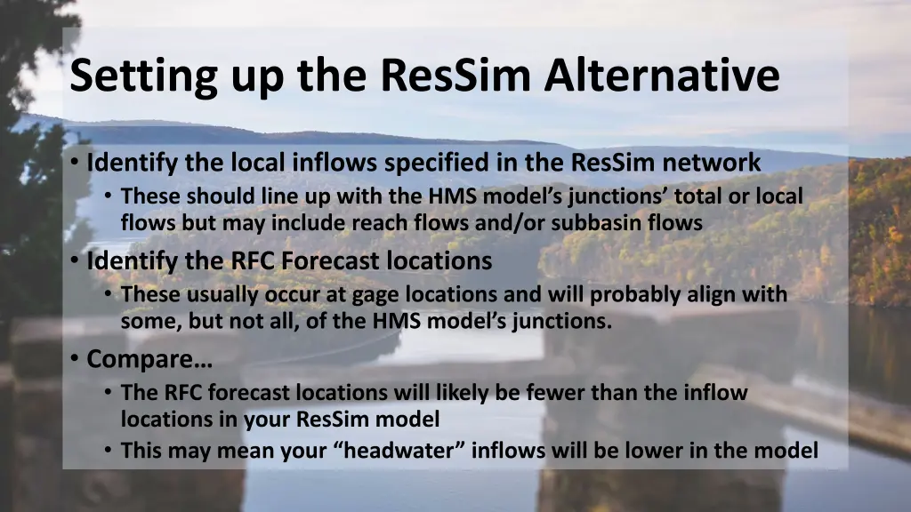 setting up the ressim alternative