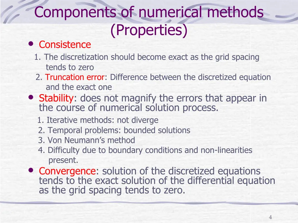 components of numerical methods properties