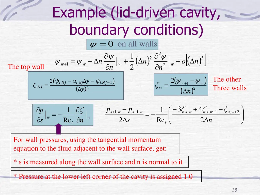 example lid driven cavity boundary conditions