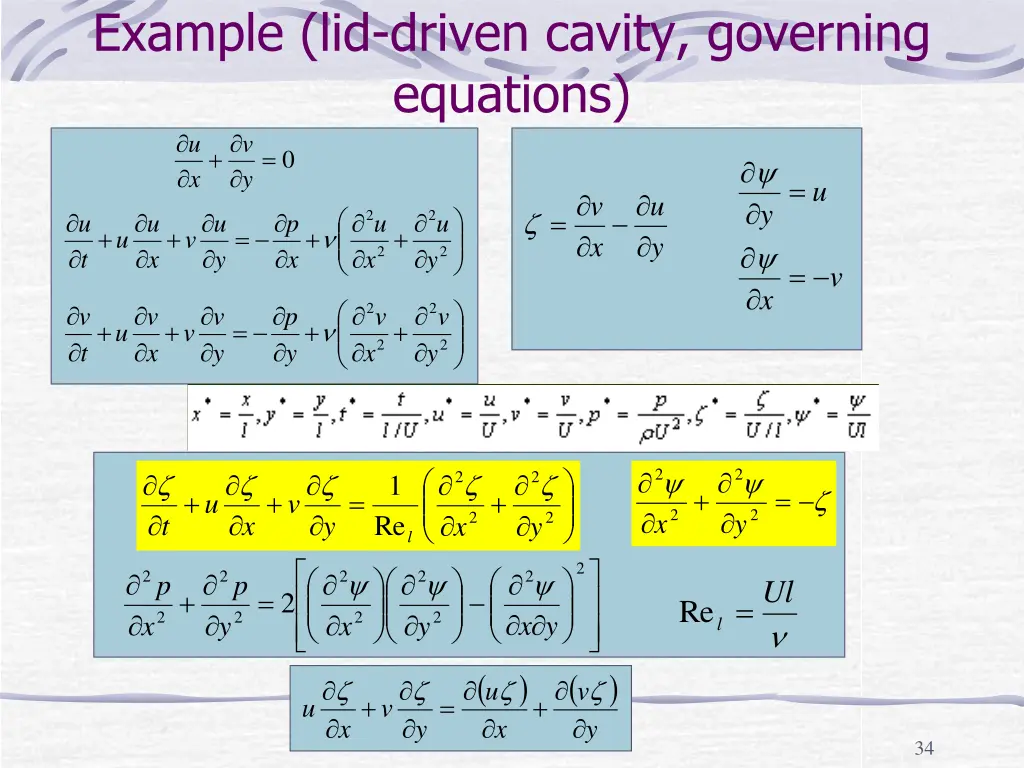 example lid driven cavity governing equations