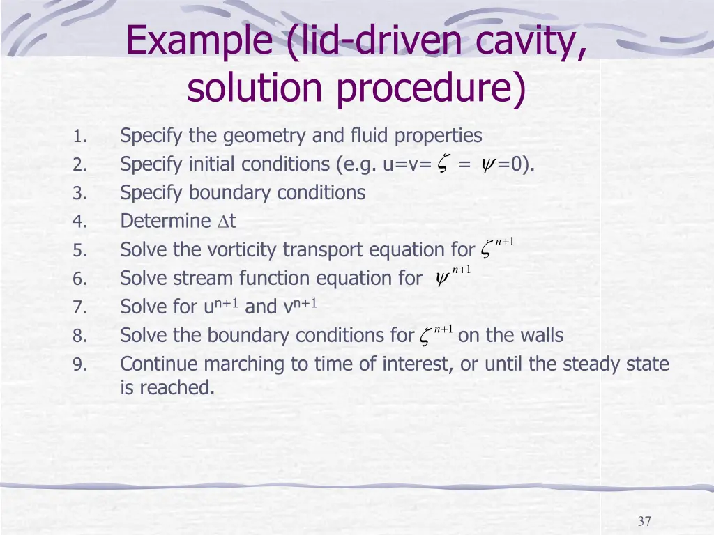 example lid driven cavity solution procedure