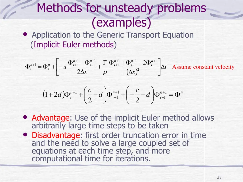 methods for unsteady problems examples 1