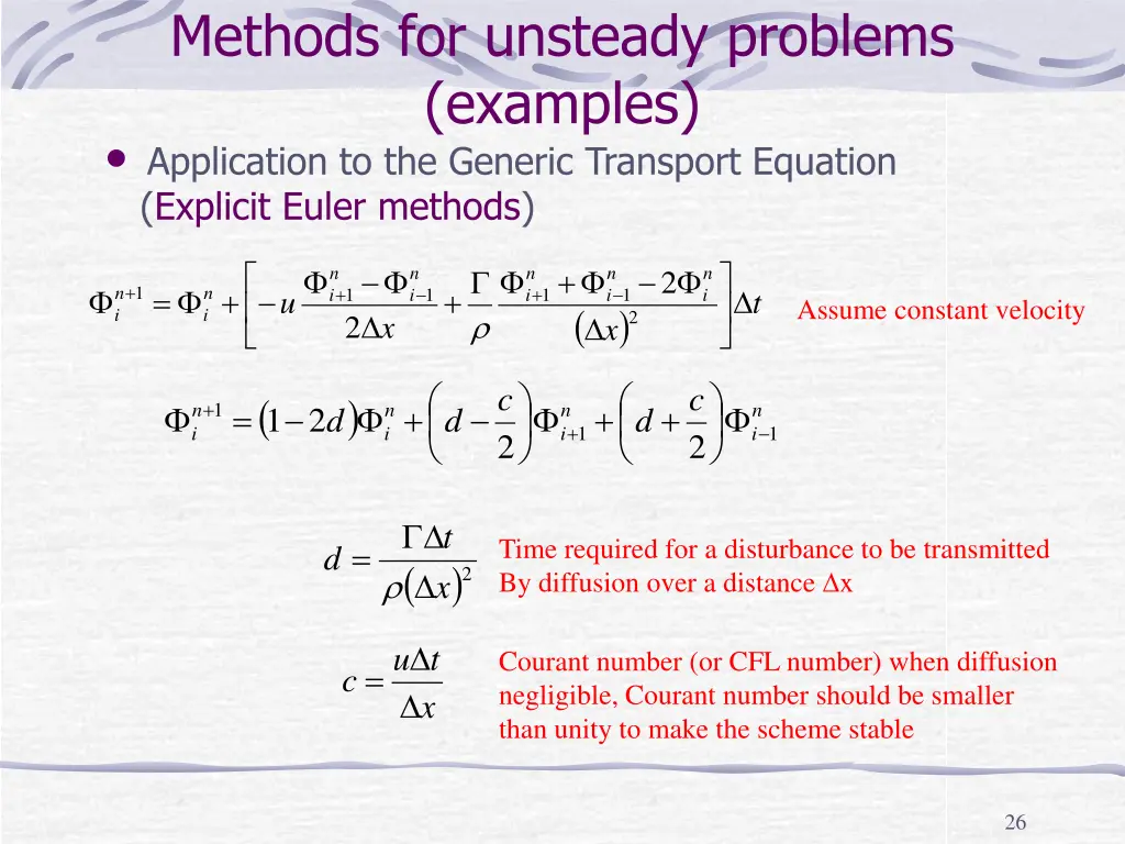 methods for unsteady problems examples