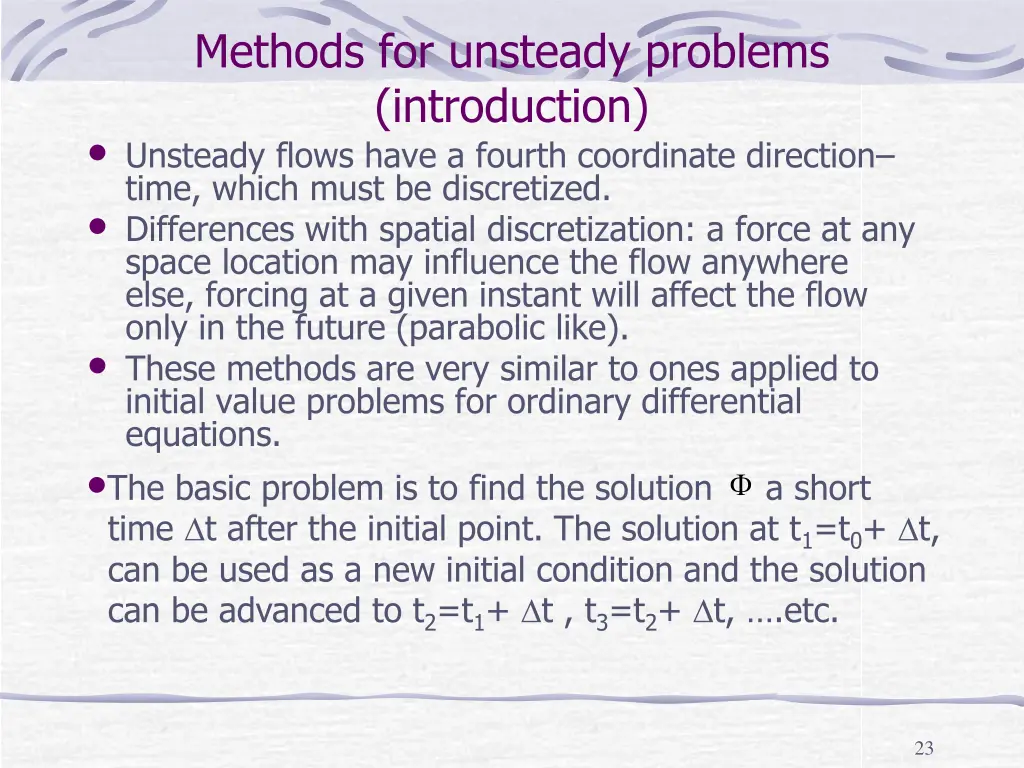 methods for unsteady problems introduction